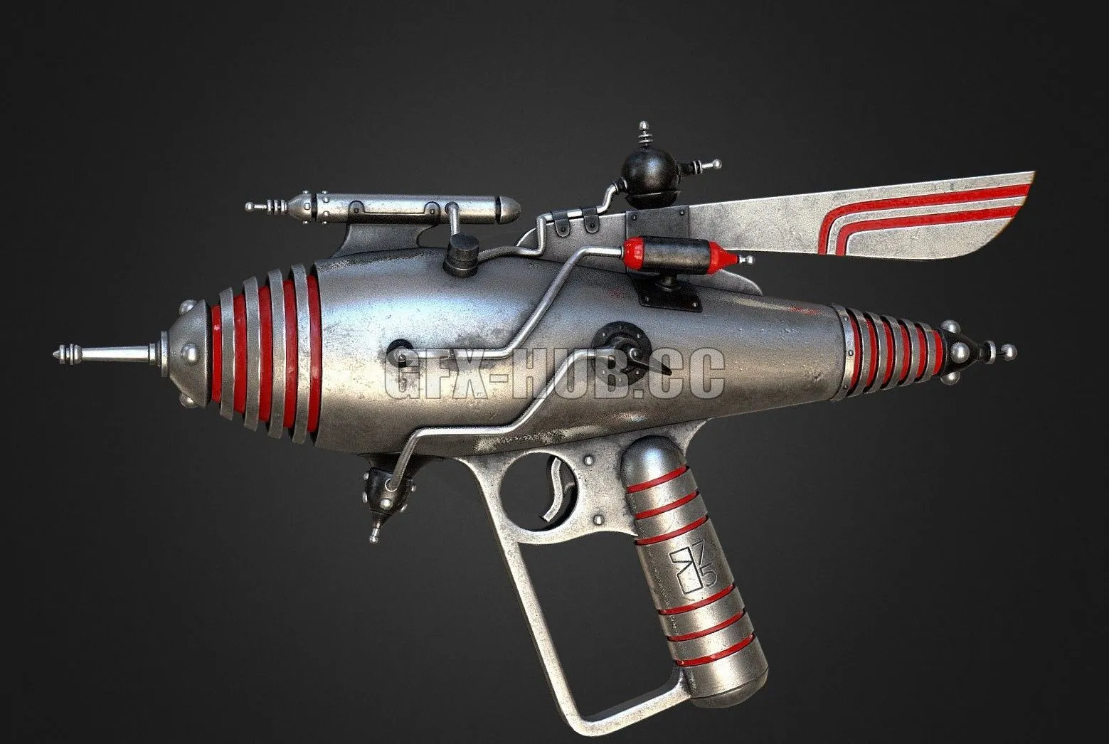 PBR Game 3D Model – Pearce 75 atom ray gun