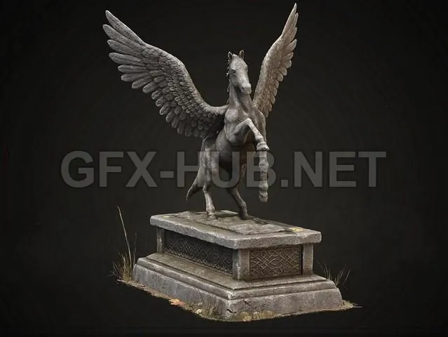 PBR Game 3D Model – Pegasus statue