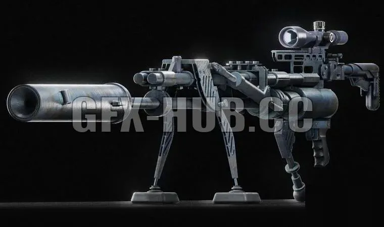 PBR Game 3D Model – PG 14-5 Night Predator Sniper Rifle