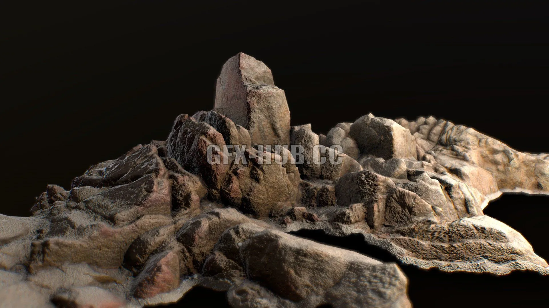 PBR Game 3D Model – Photoscanned rock low poly