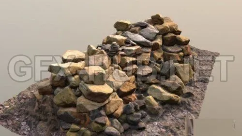 PBR Game 3D Model – Pile of Stones
