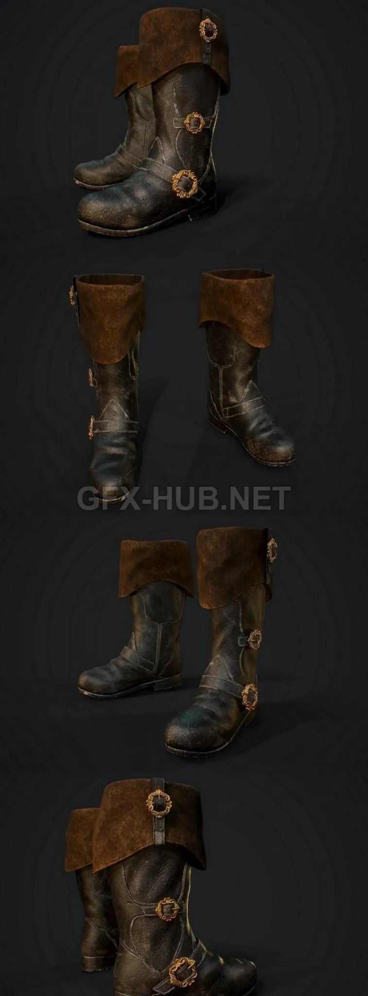 PBR Game 3D Model – Pirate boots