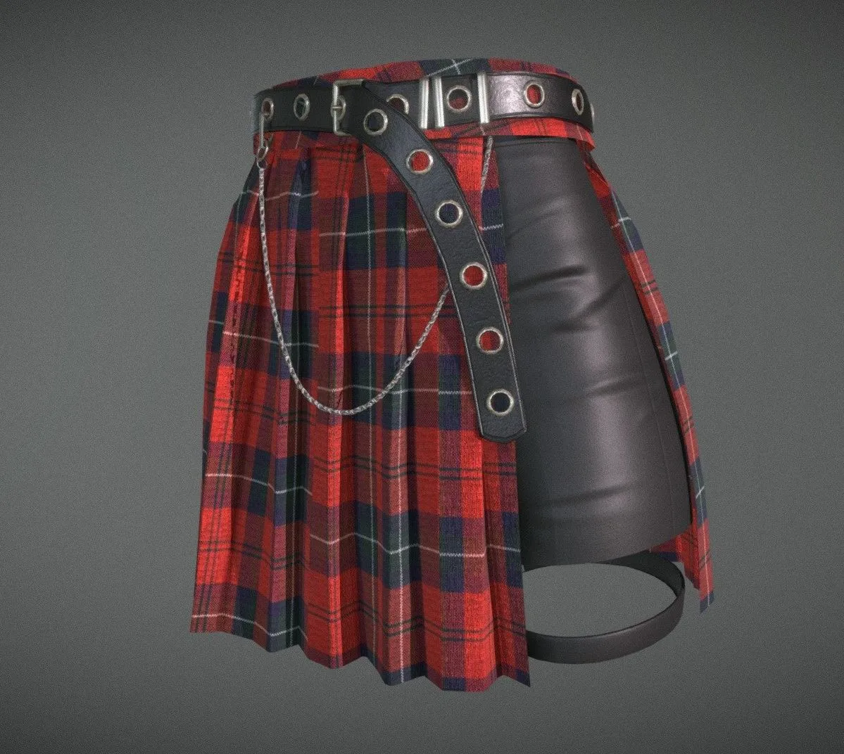PBR Game 3D Model – Plaid Gothic Mini Skirt