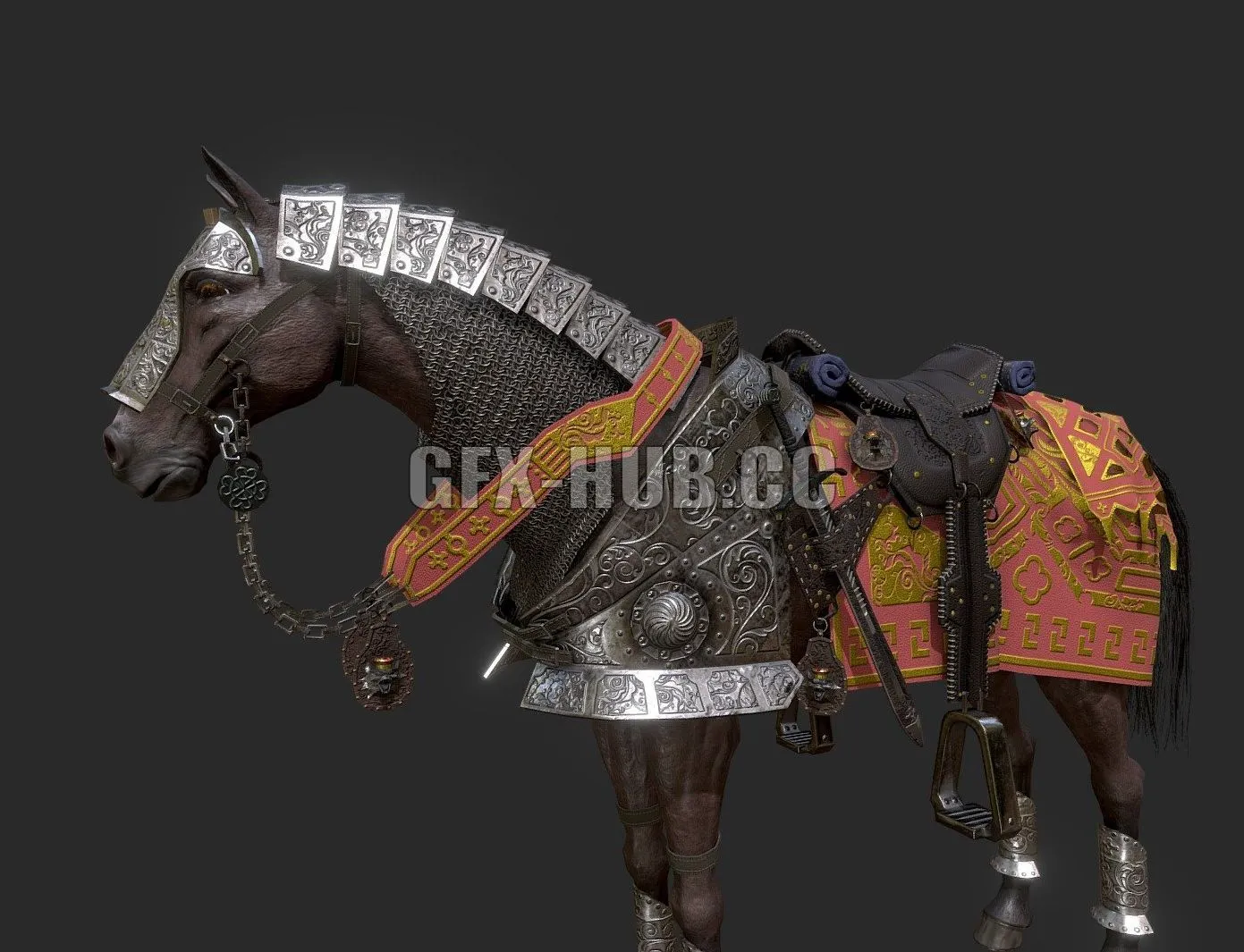 PBR Game 3D Model – Armored horse