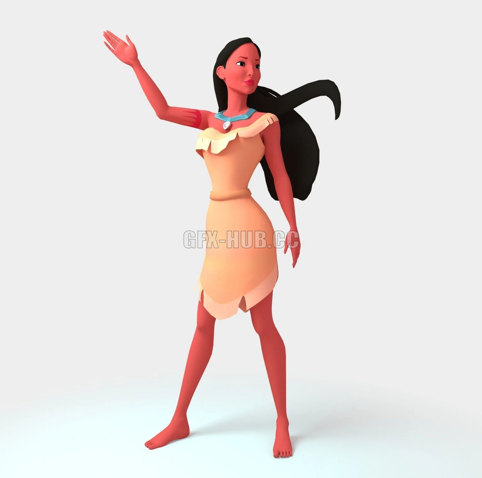 PBR Game 3D Model – Pocahontas