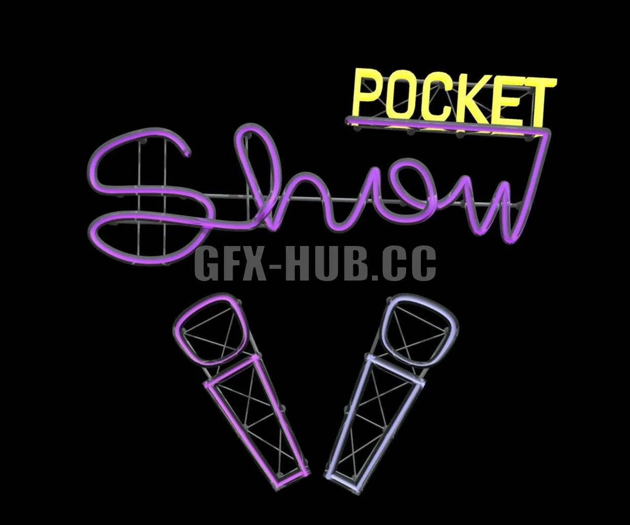 PBR Game 3D Model – Pocket Show neon sign