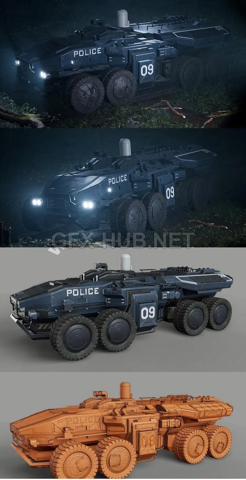 PBR Game 3D Model – Police APC