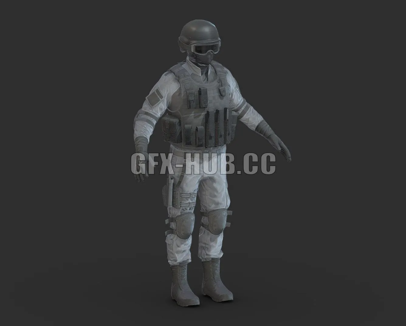 PBR Game 3D Model – Police Special Force Officer