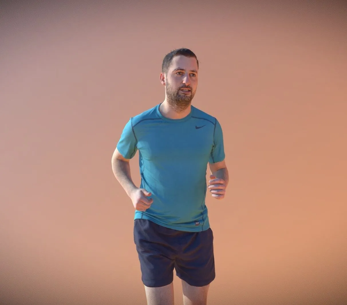 PBR Game 3D Model – Portrait Sportswear Casual Man in Shorts Running Jogging