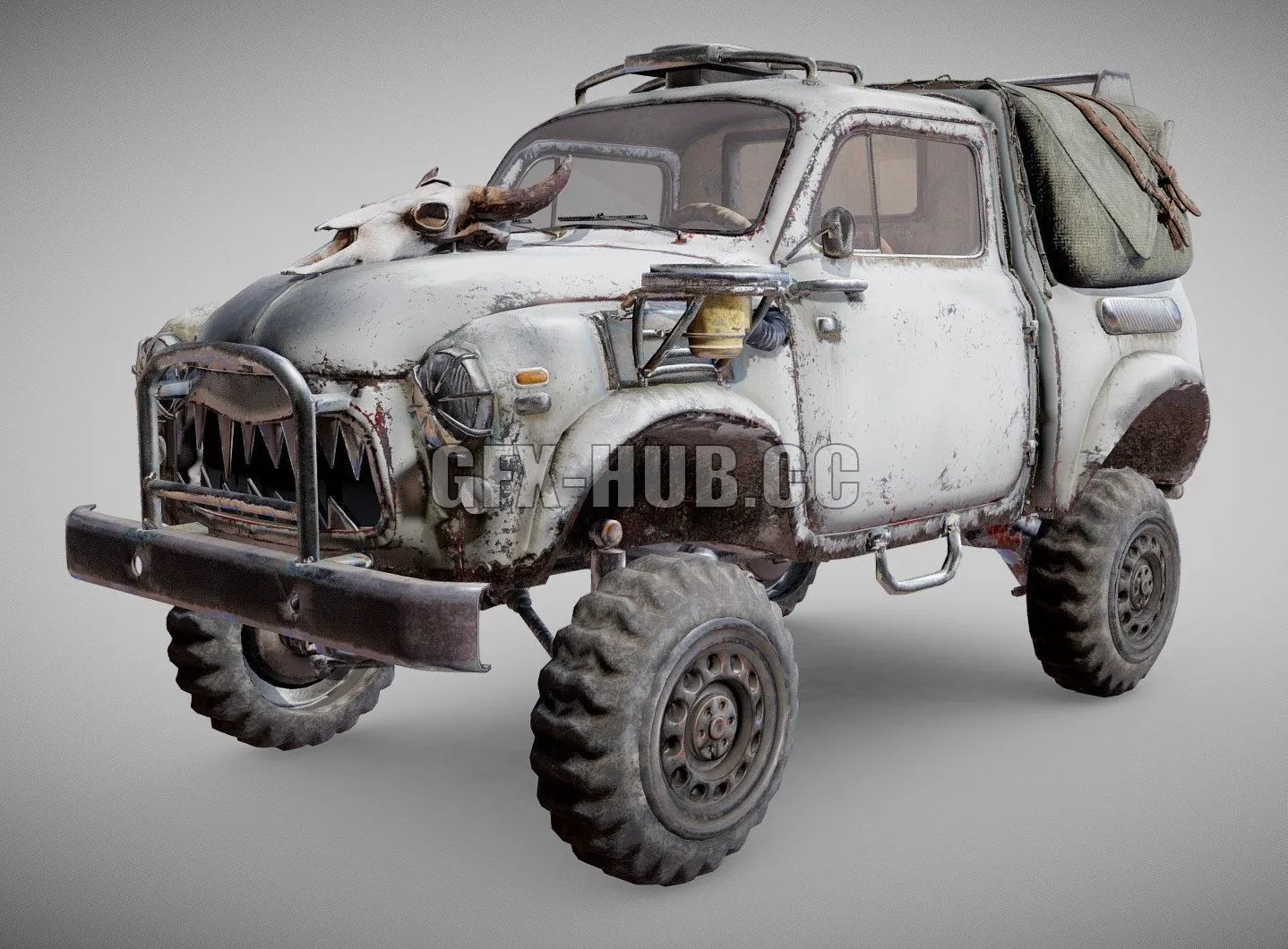 PBR Game 3D Model – Post apocalypse battle car suv