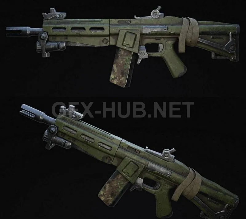 PBR Game 3D Model – Post Apocalypse Scifi Rifle 1