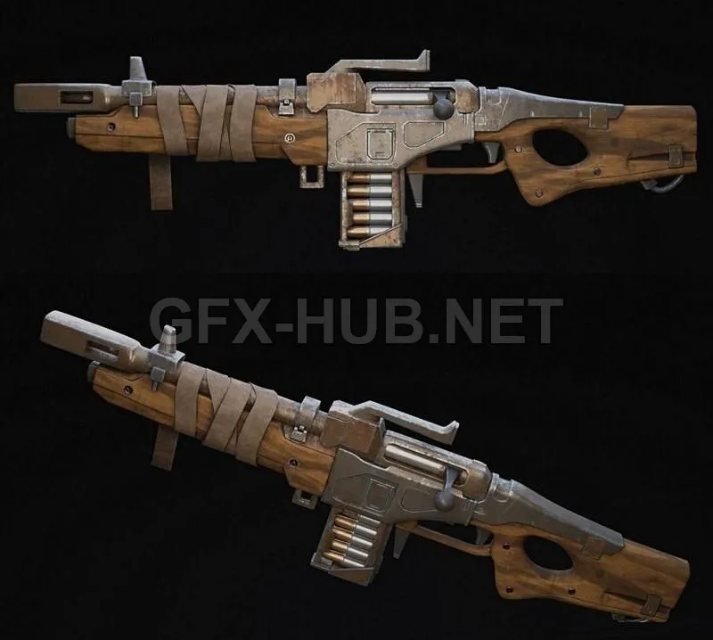 PBR Game 3D Model – Post Apocalypse Scifi Rifle