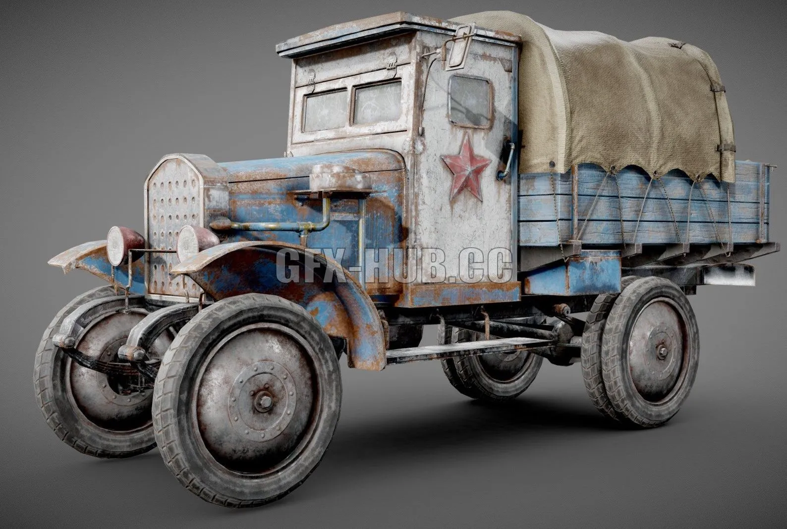 PBR Game 3D Model – Postapocalypse truck level 1