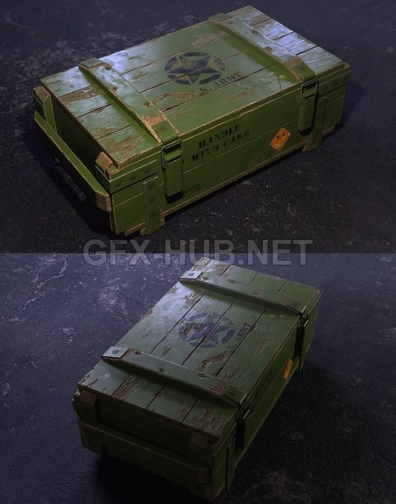 PBR Game 3D Model – Army crate