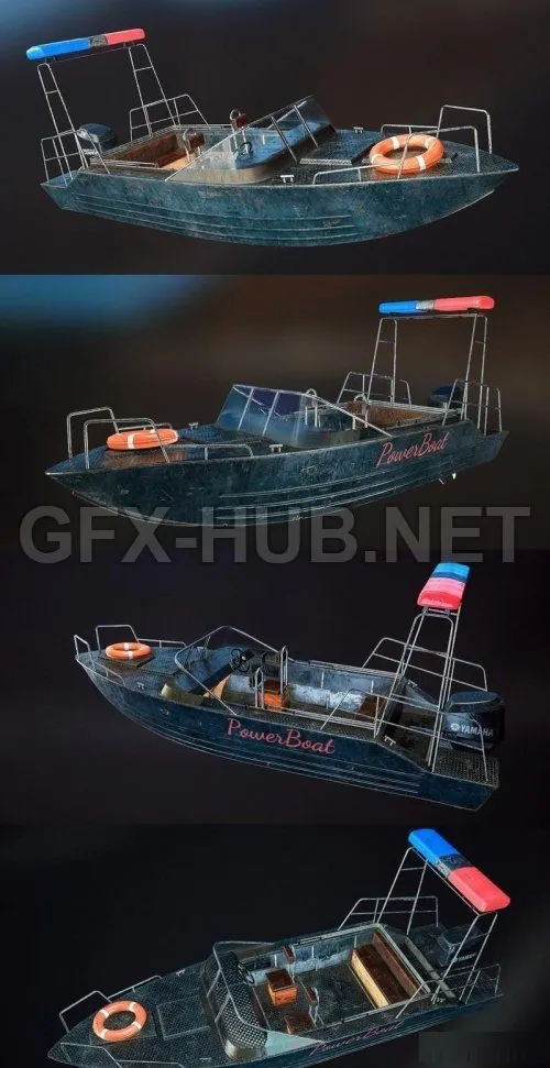 PBR Game 3D Model – PowerBoat Police
