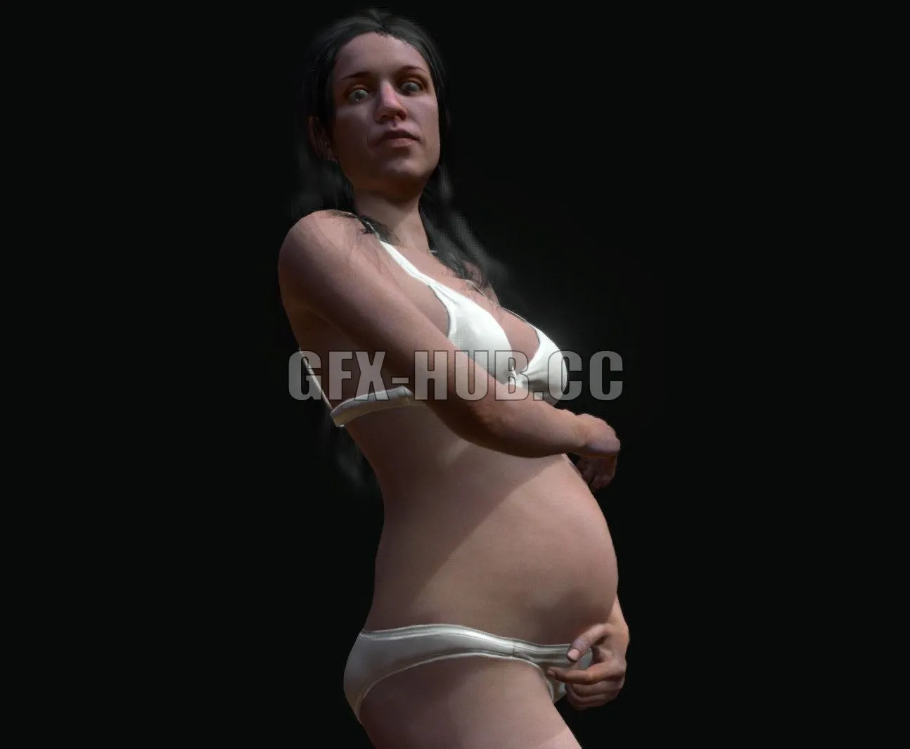 PBR Game 3D Model – Pregnant Woman