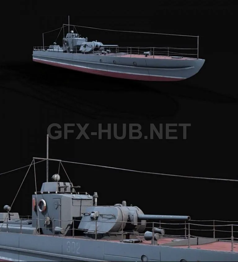PBR Game 3D Model – Project 1124 armored boat PBR