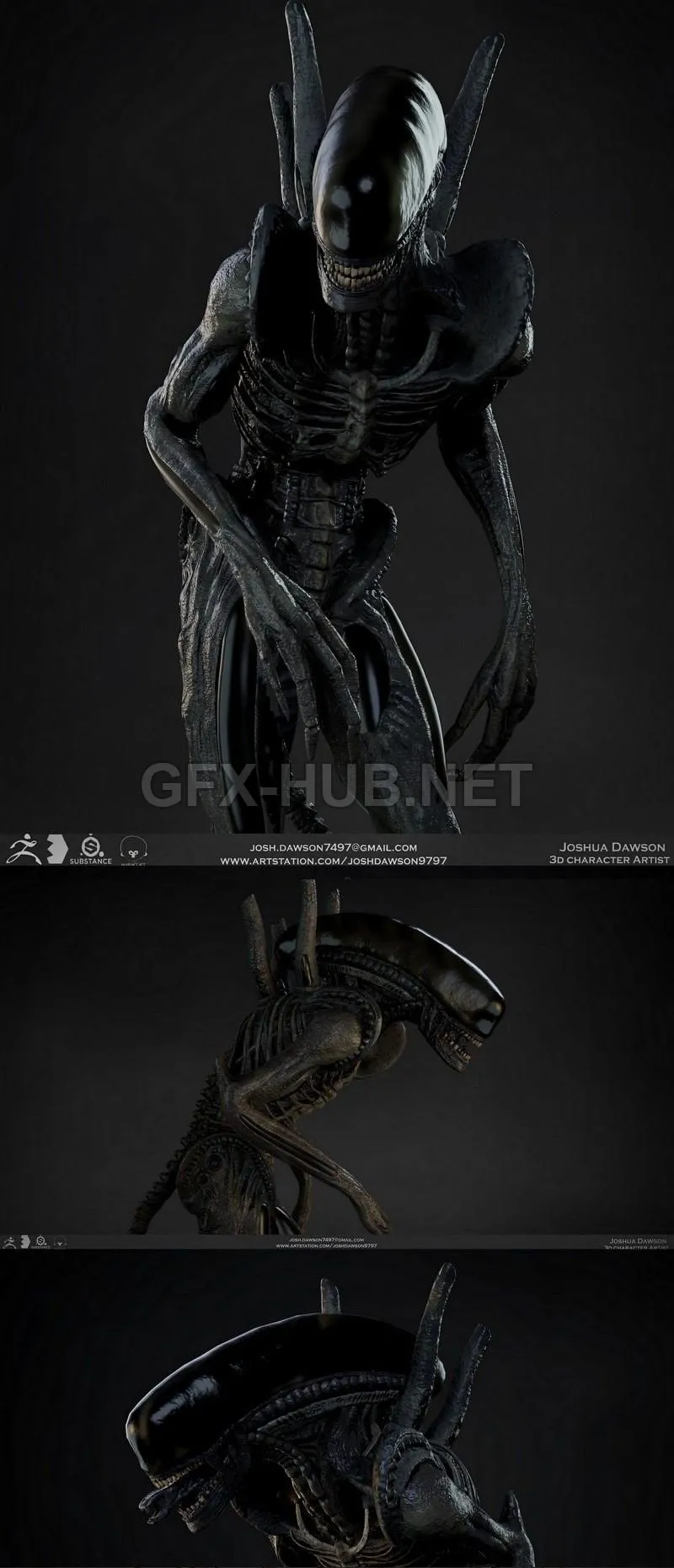 PBR Game 3D Model – Real Time Xenomorph