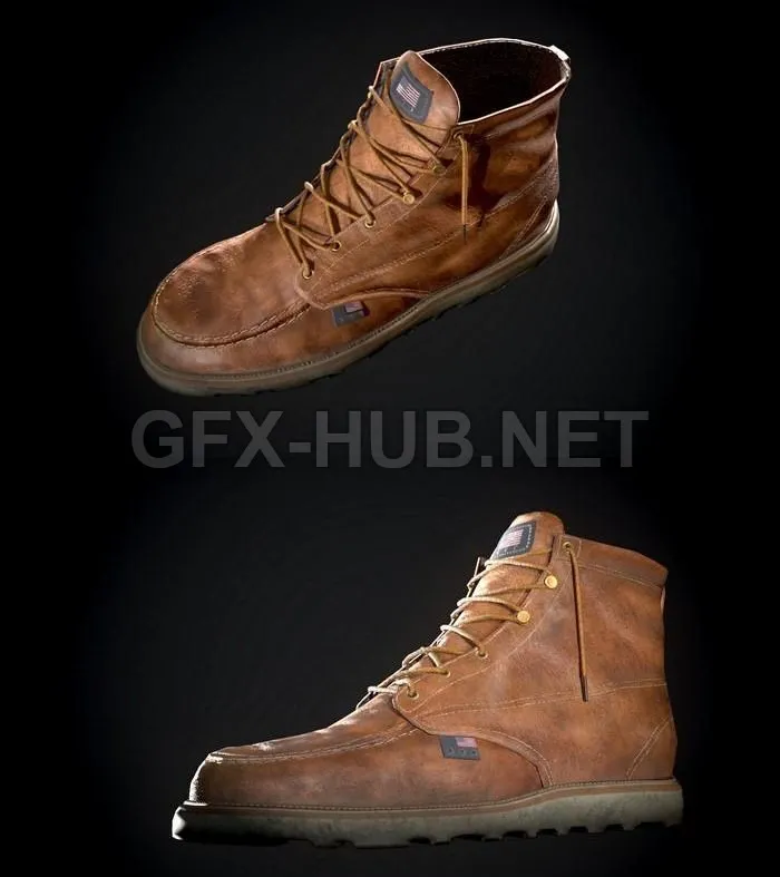 PBR Game 3D Model – Red Wing Style Boots