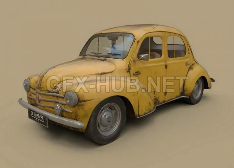 PBR Game 3D Model – Renault 4cv 1960 PBR