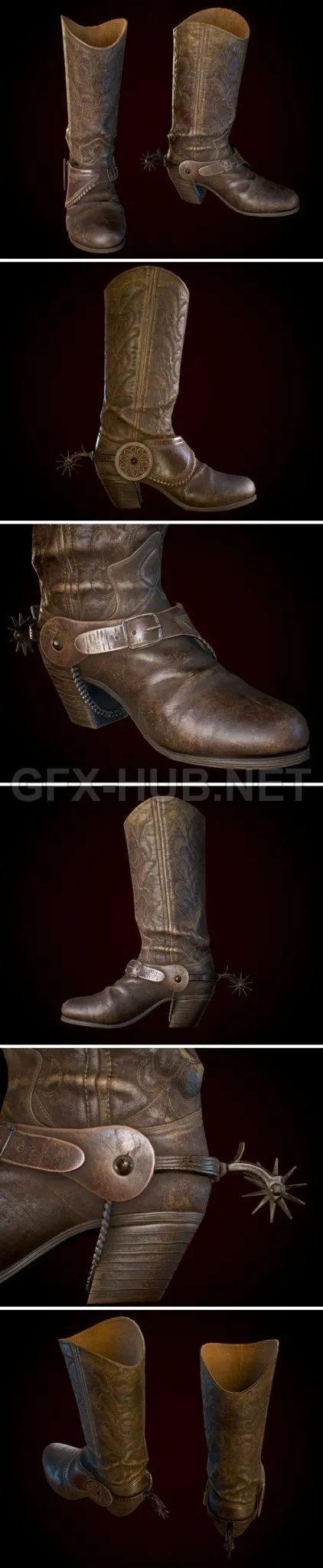 PBR Game 3D Model – ArtStation – Cowboy boots