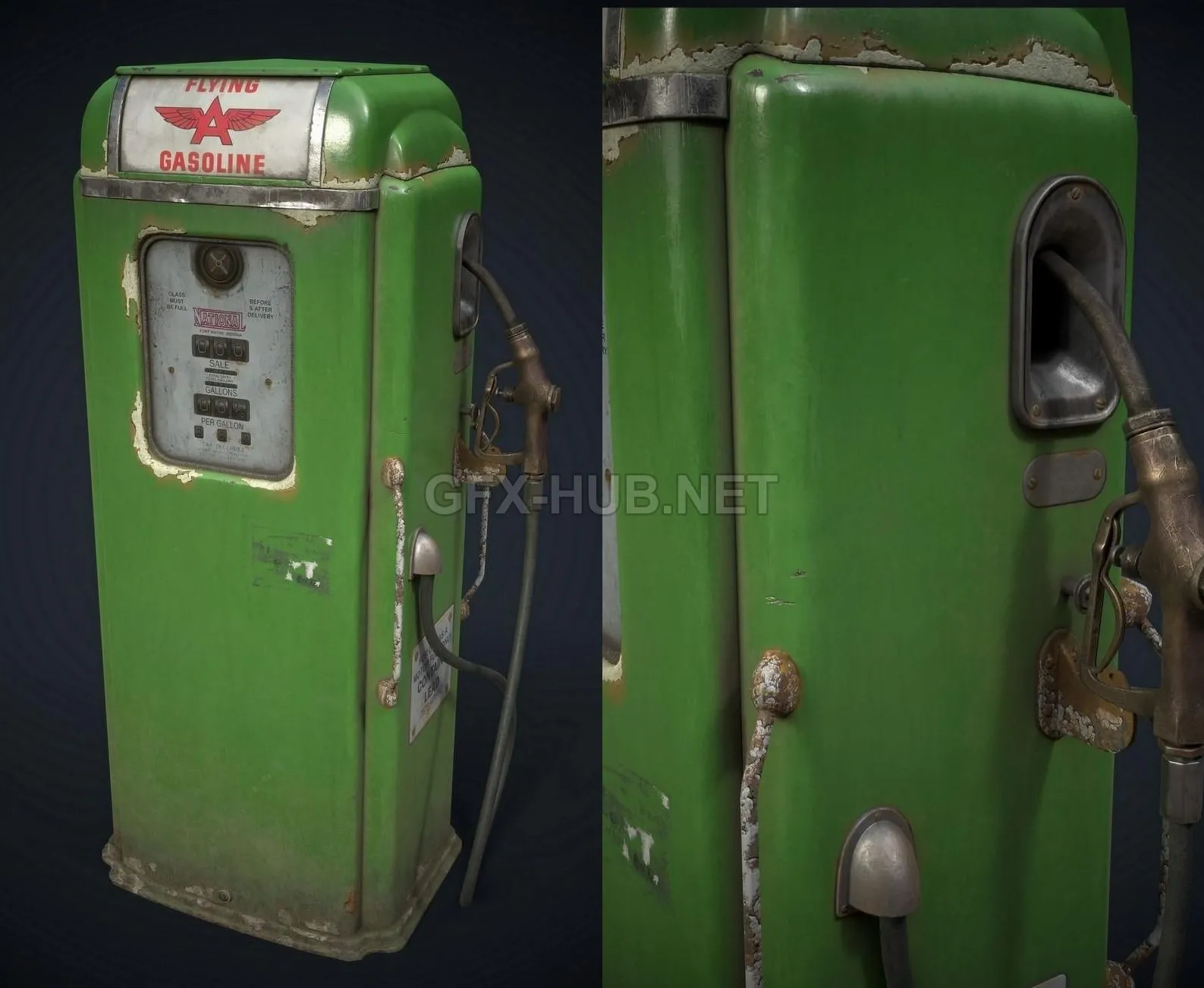 PBR Game 3D Model – Retro Gas Pump PBR