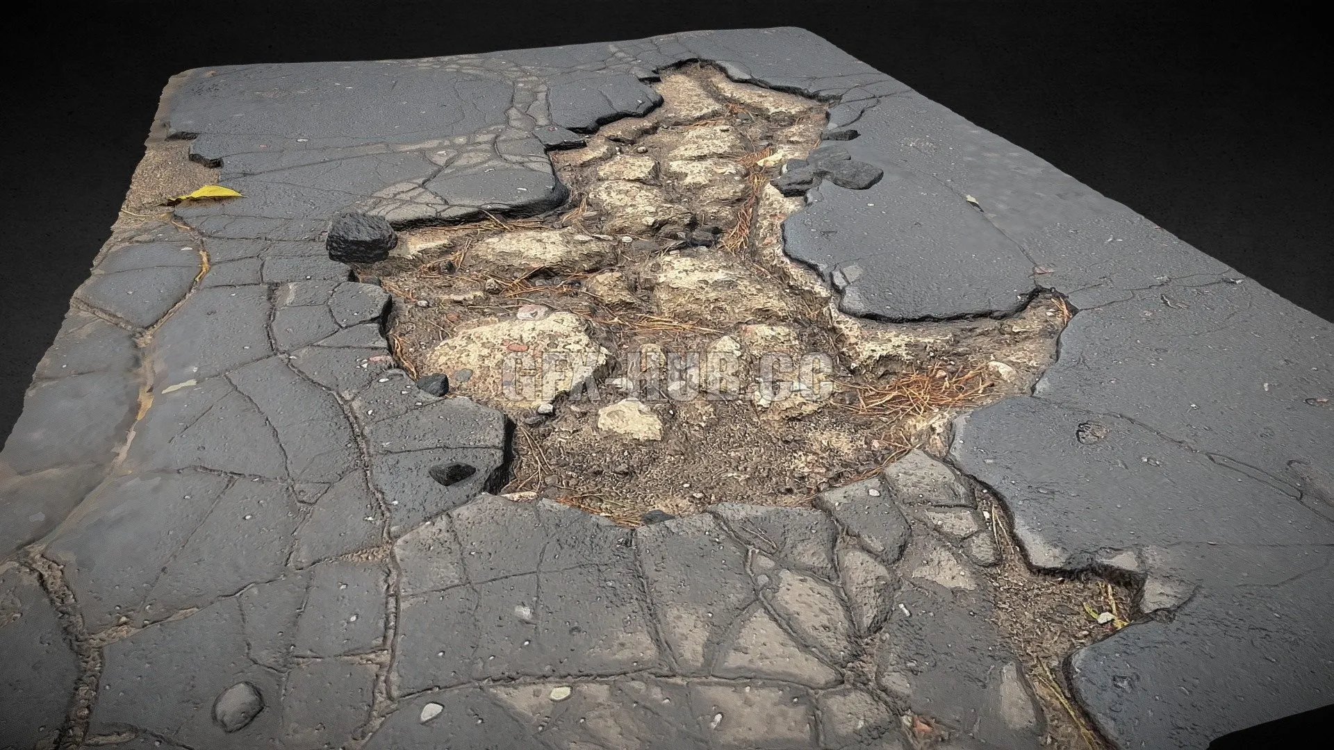 PBR Game 3D Model – Road damage debris photscan