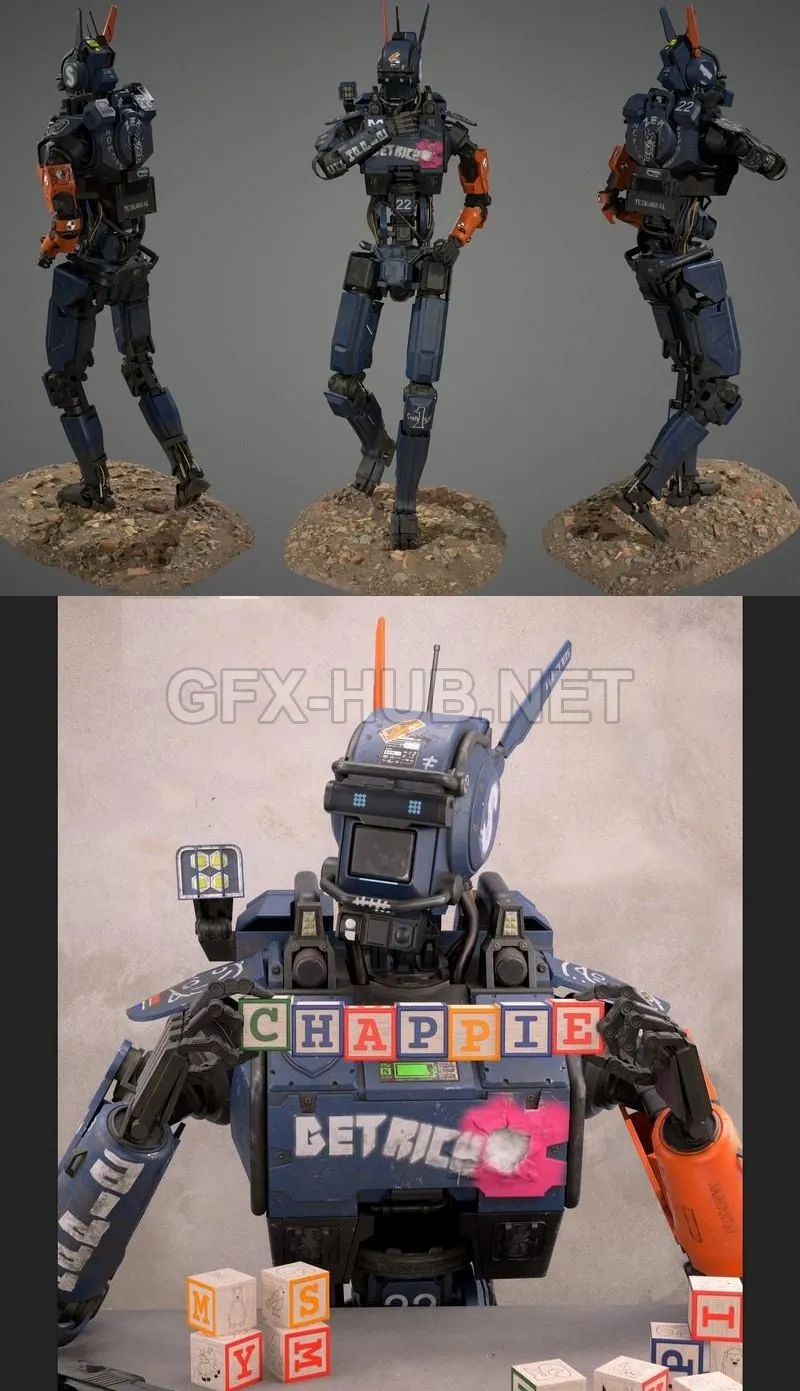 PBR Game 3D Model – Robot Chappie