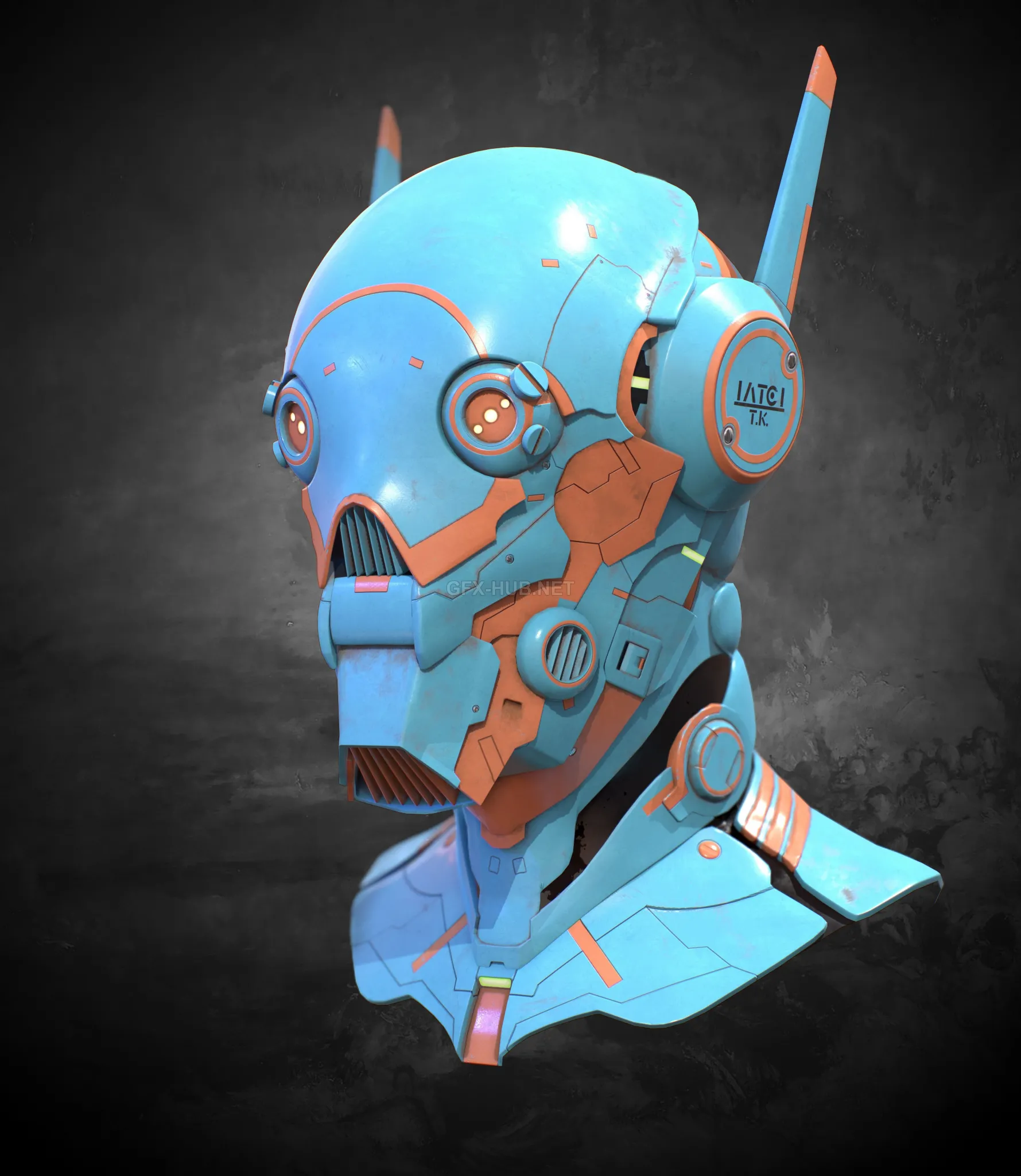PBR Game 3D Model – Robot head