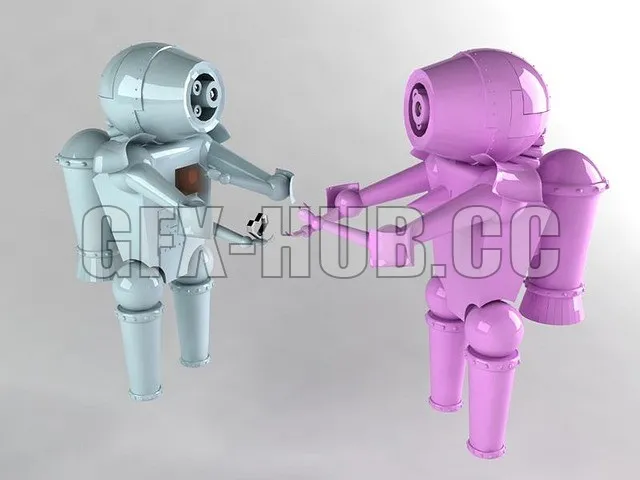PBR Game 3D Model – Robots in love