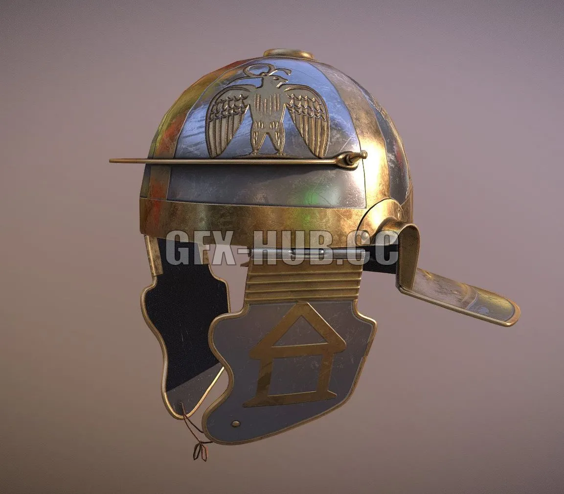 PBR Game 3D Model – Roman Italic D Mainz Helmet