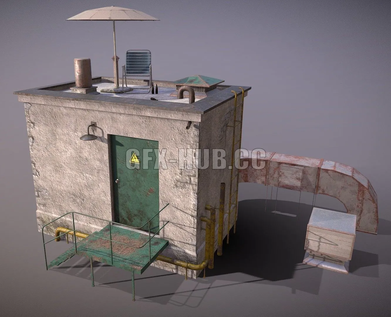 PBR Game 3D Model – Rooftop House