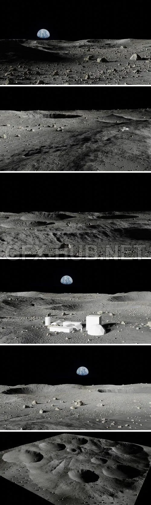 PBR Game 3D Model – ArtStation – Map004 – Moon – lunar landscape in Blender