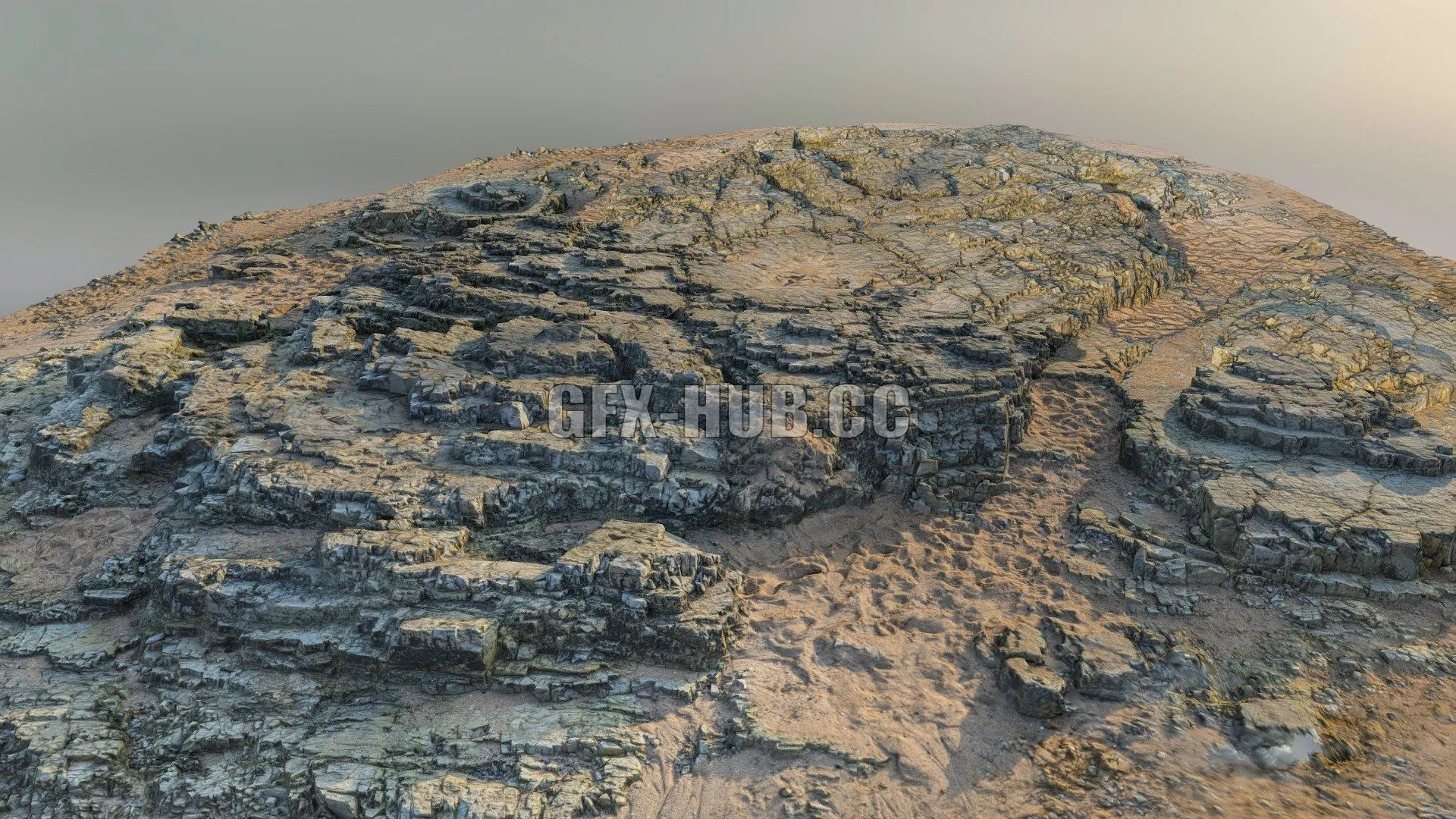 PBR Game 3D Model – Rounded rocks at beach scan