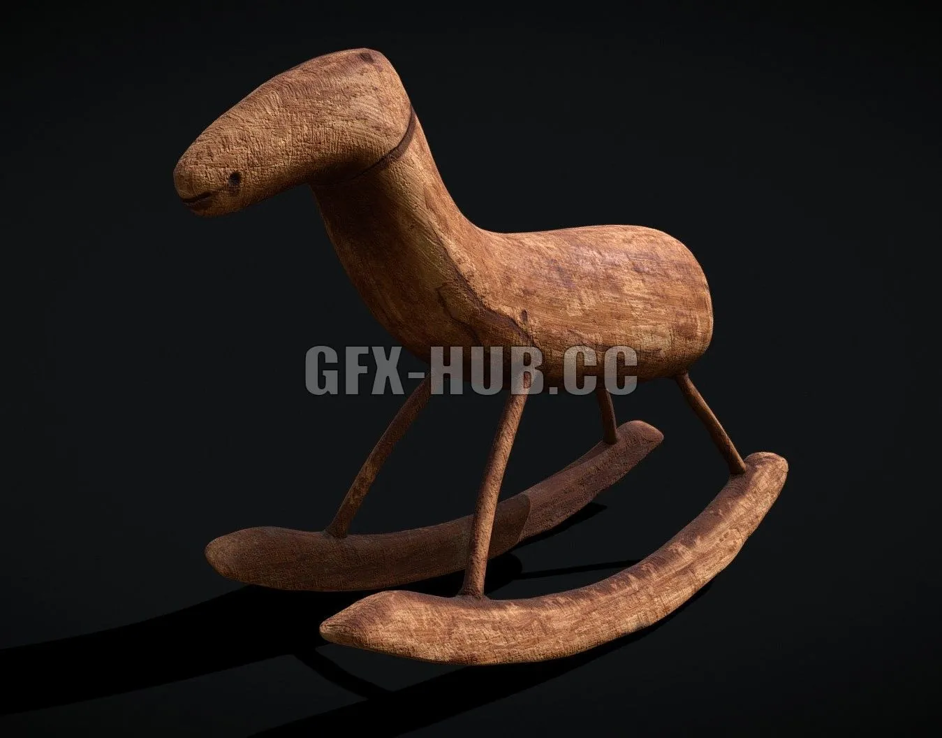PBR Game 3D Model – Rustic Medieval Rocking Horse