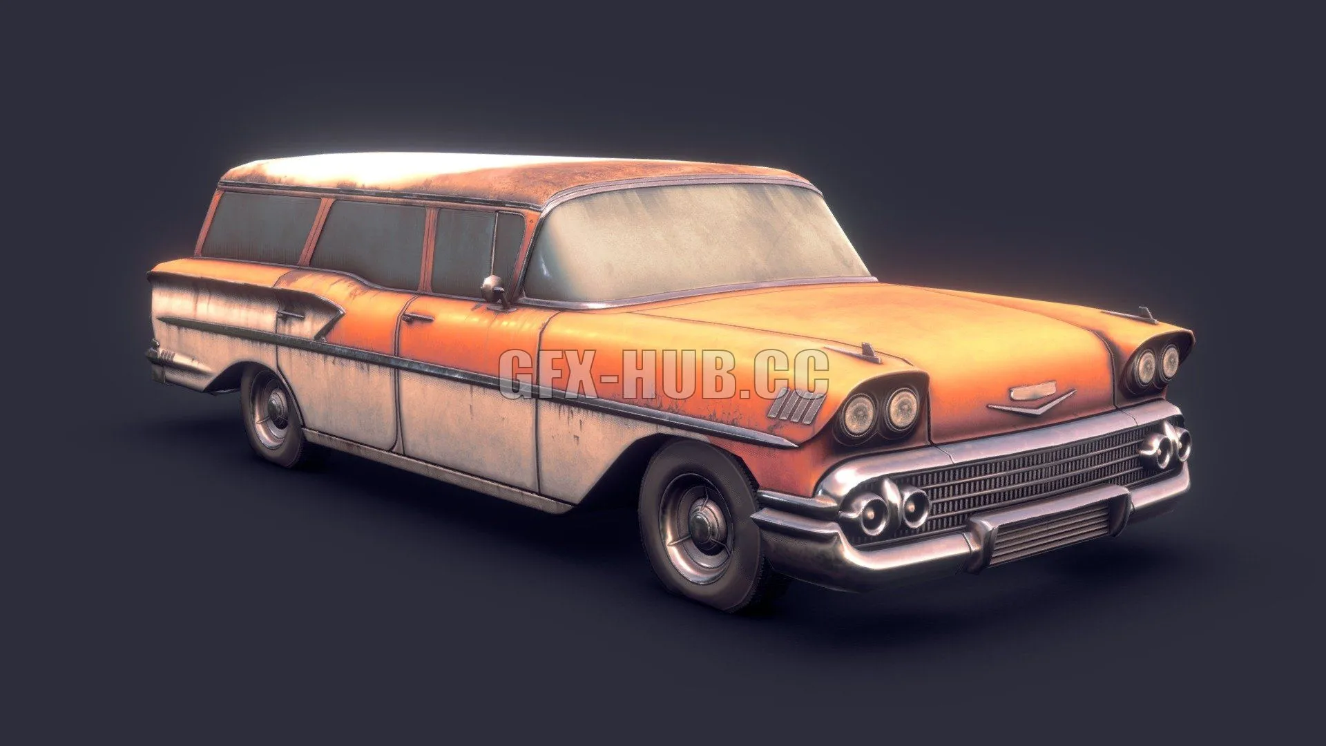 PBR Game 3D Model – Rusty 1950s Wagon