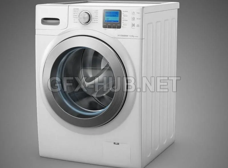 PBR Game 3D Model – Samsung EcoBubble Washing Machine