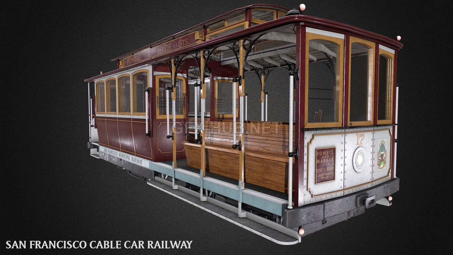 PBR Game 3D Model – San Francisco Classic Cable Car Railway