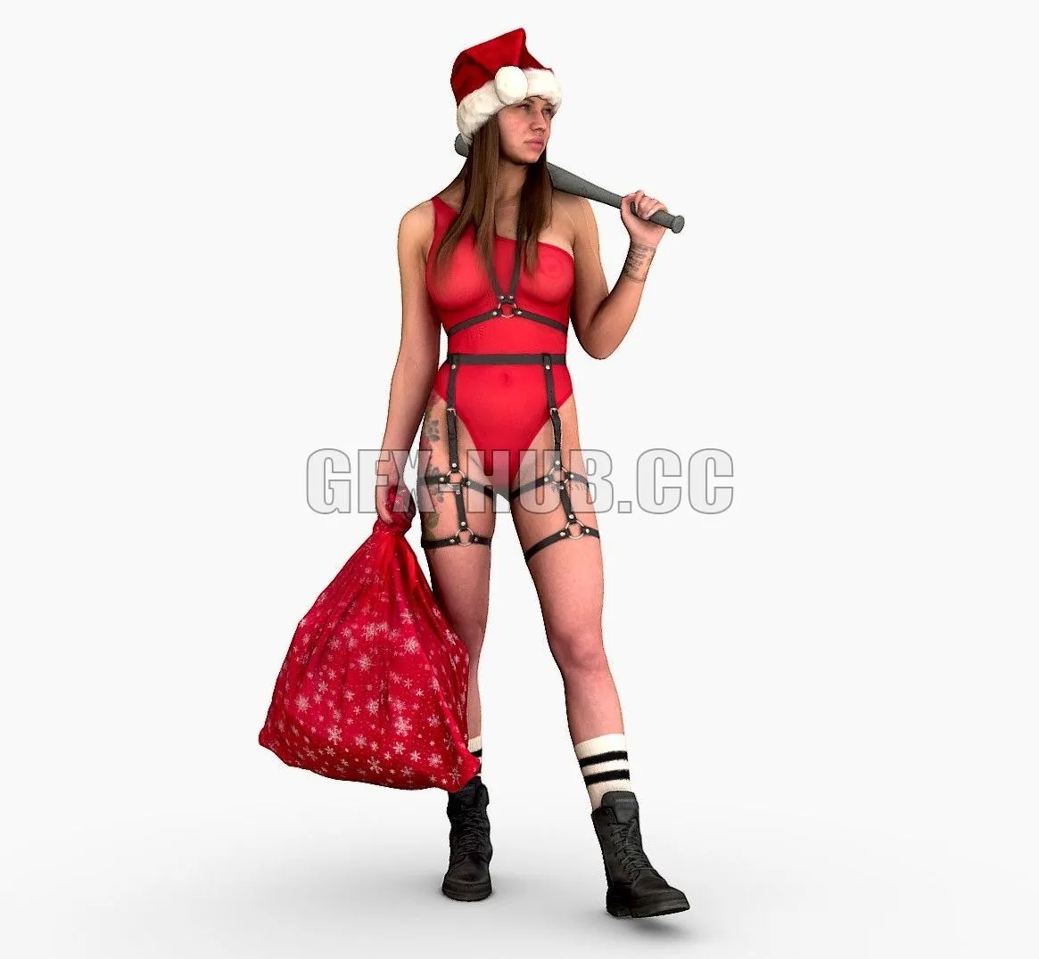 PBR Game 3D Model – Santas Bad Girl Coming To You