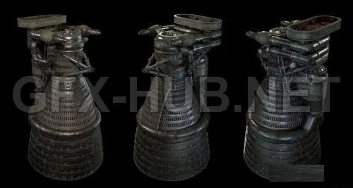 PBR Game 3D Model – Saturn V – Rocket Engine