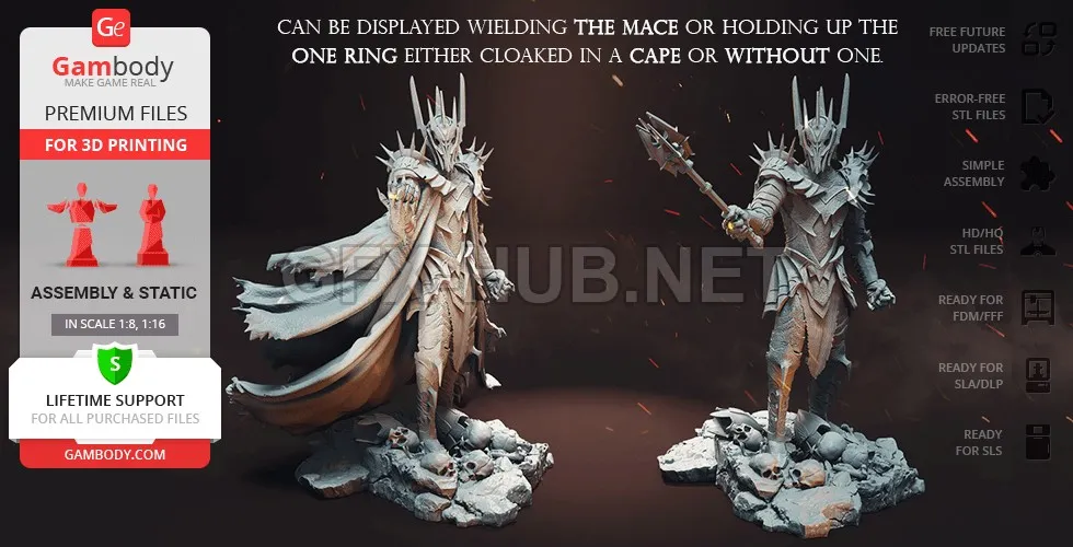 PBR Game 3D Model – Sauron 3D Printing Figurine