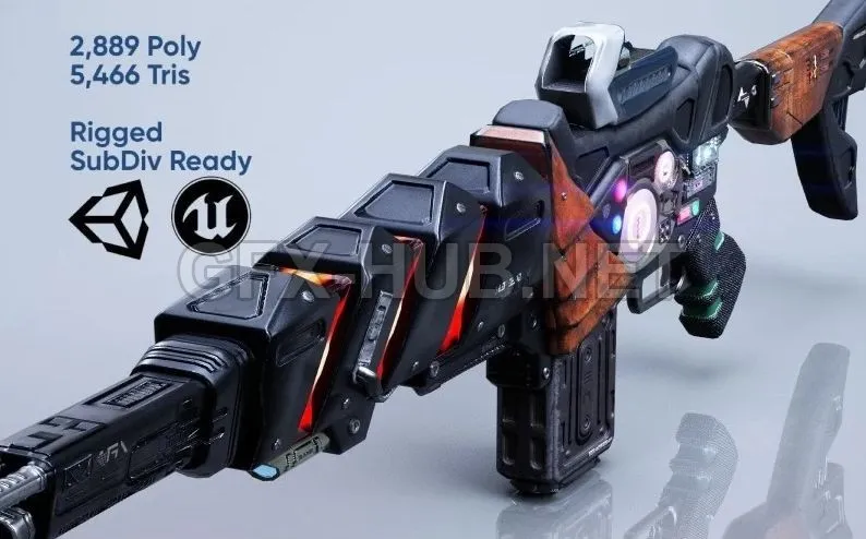 PBR Game 3D Model – Sci Fi Gun – Encre
