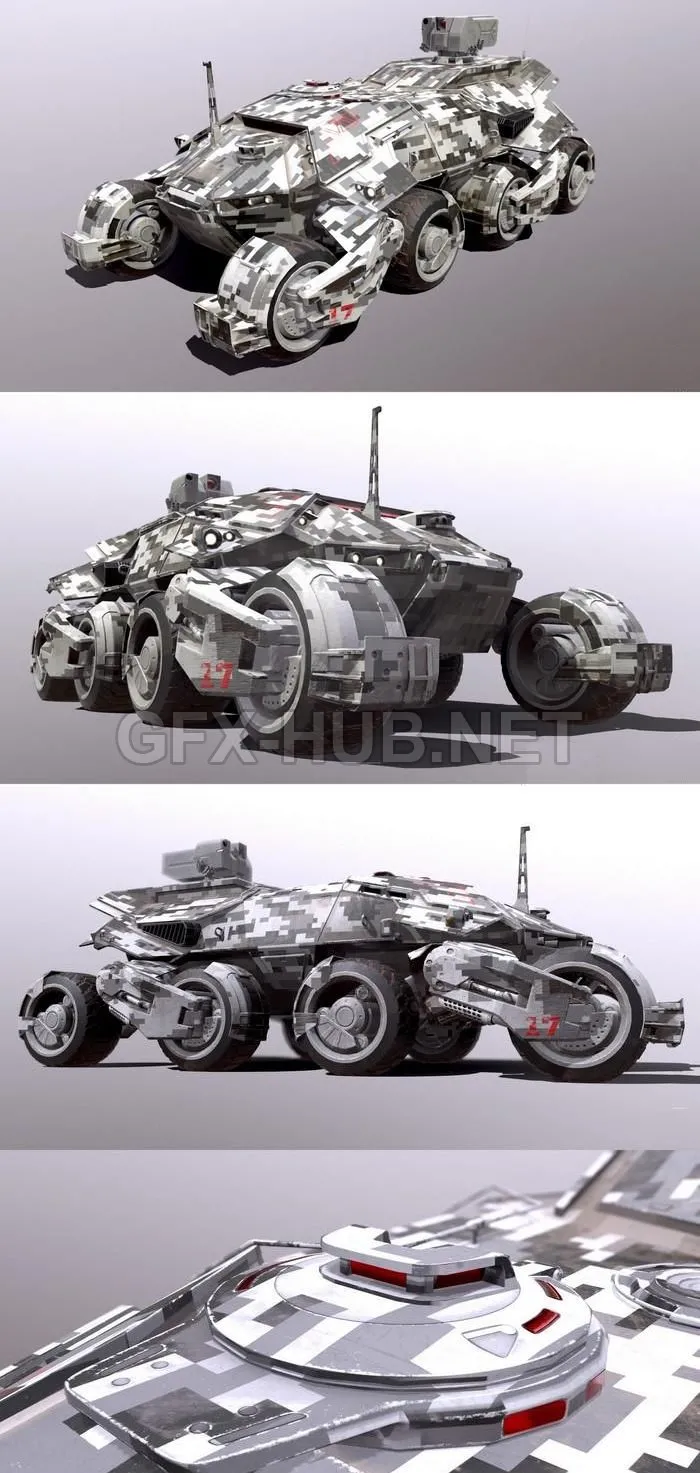PBR Game 3D Model – Sci Fi Military Armor Vehicle