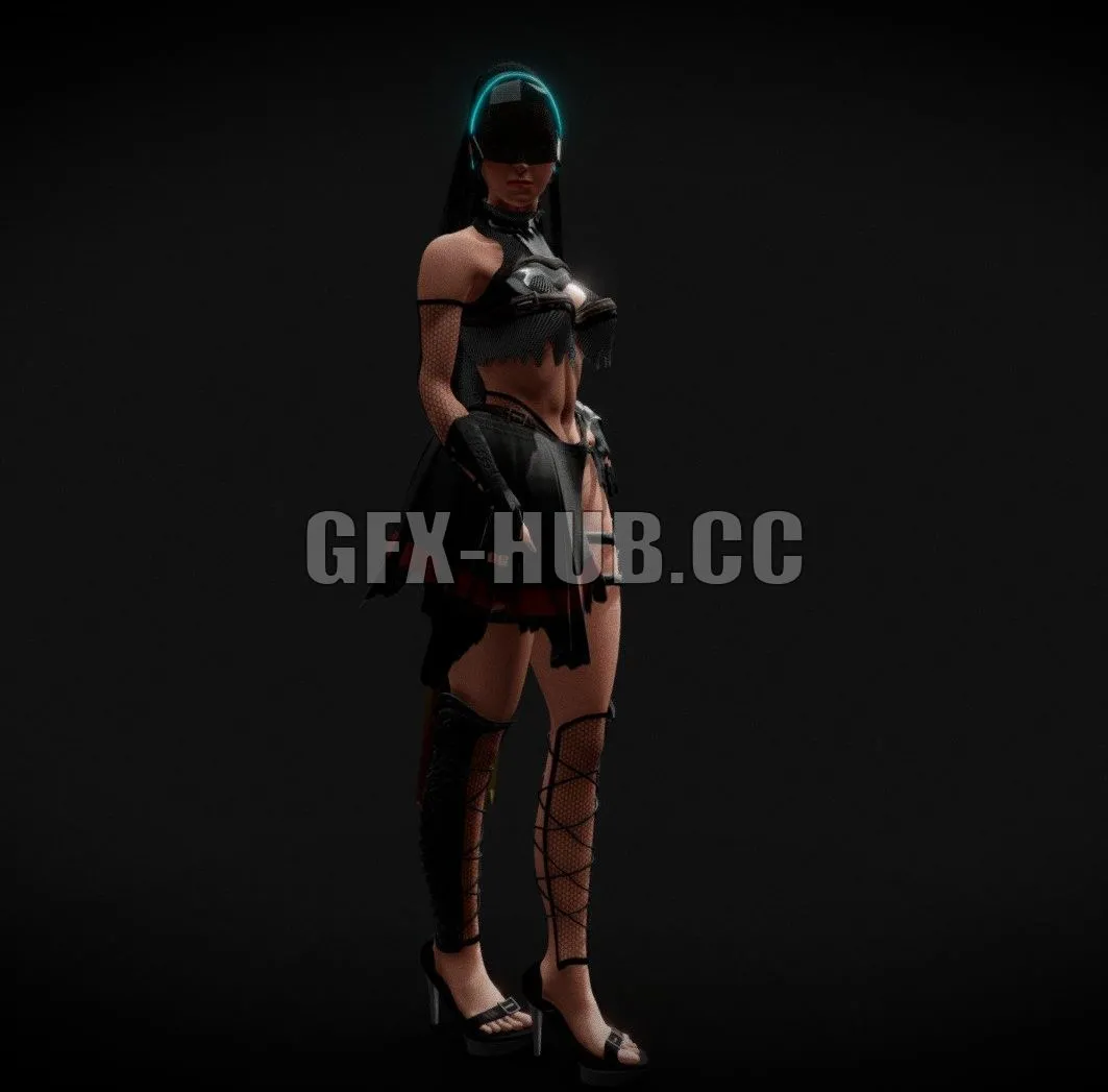 PBR Game 3D Model – Sci Fi Sexy Girl Low-poly