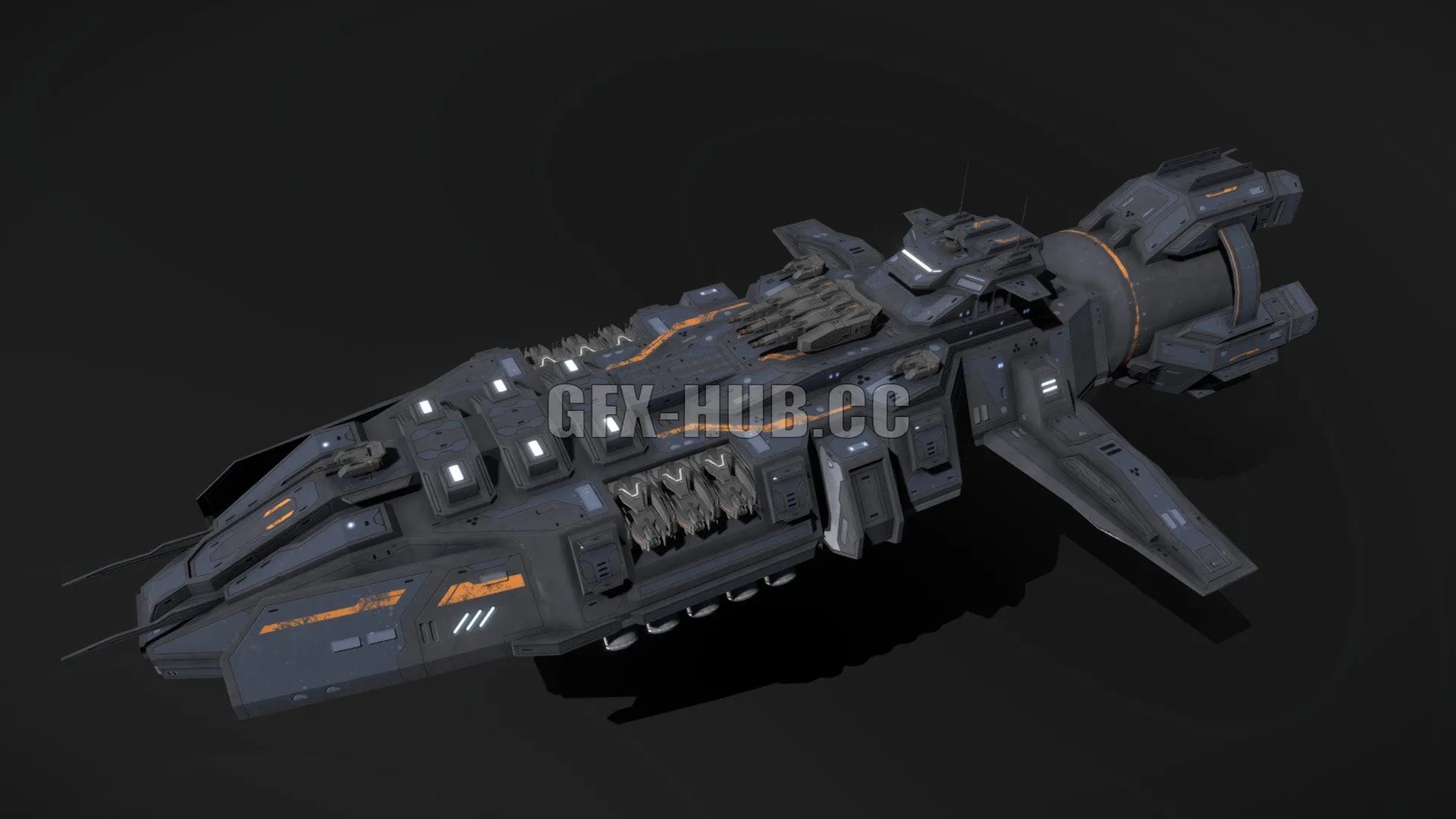 PBR Game 3D Model – Scifi Destroyer Firewing