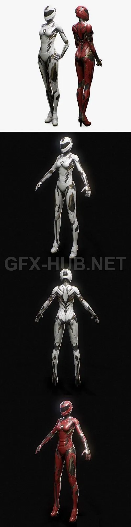 PBR Game 3D Model – SciFi Female Suit