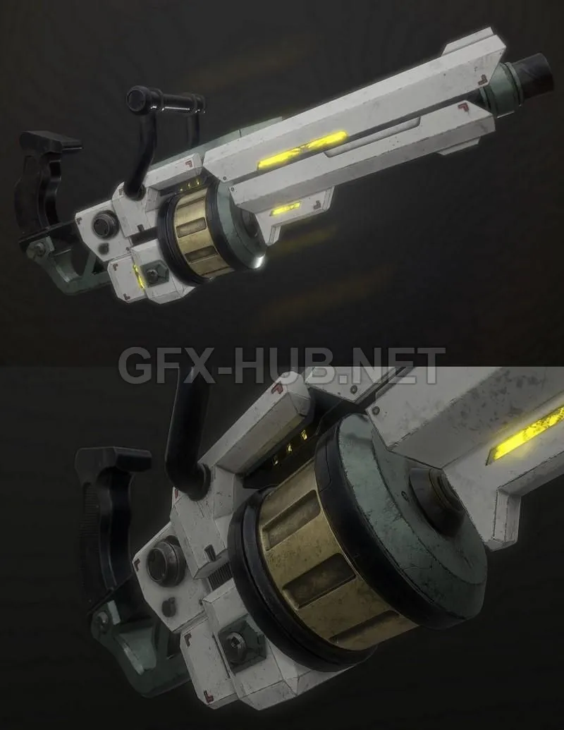 PBR Game 3D Model – sci-fi grenade launcher