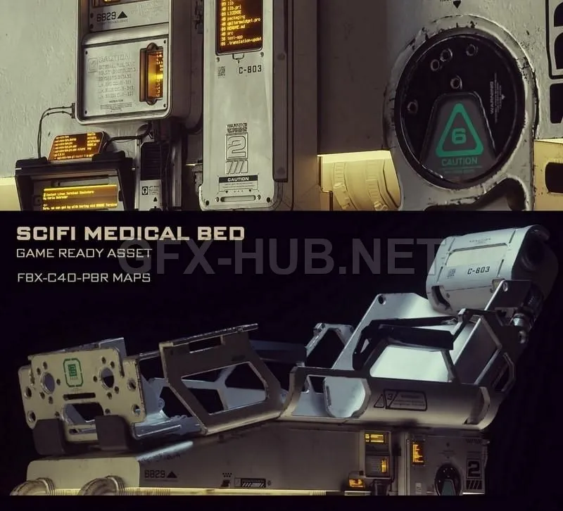 PBR Game 3D Model – Scifi Medical Bed – Game Ready  PBR
