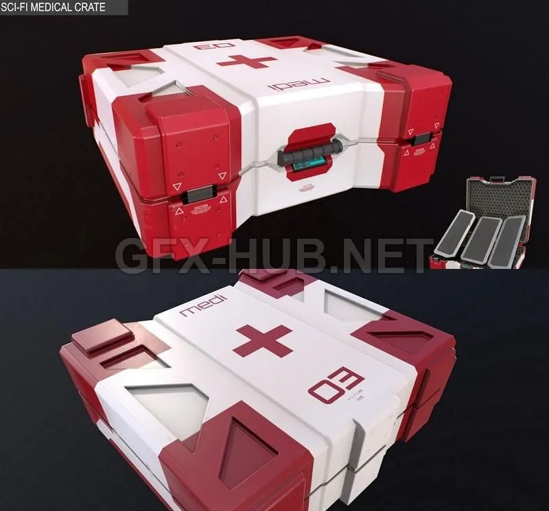 PBR Game 3D Model – Sci-Fi Medical Crate