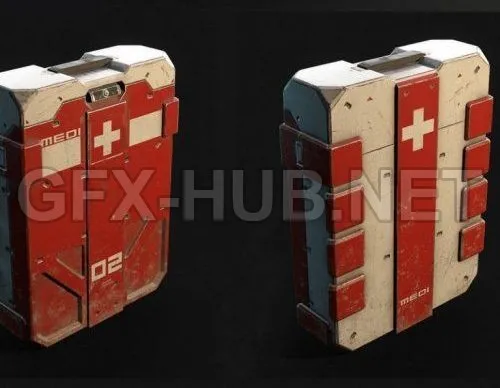 PBR Game 3D Model – Sci-fi medical suitcase PBR